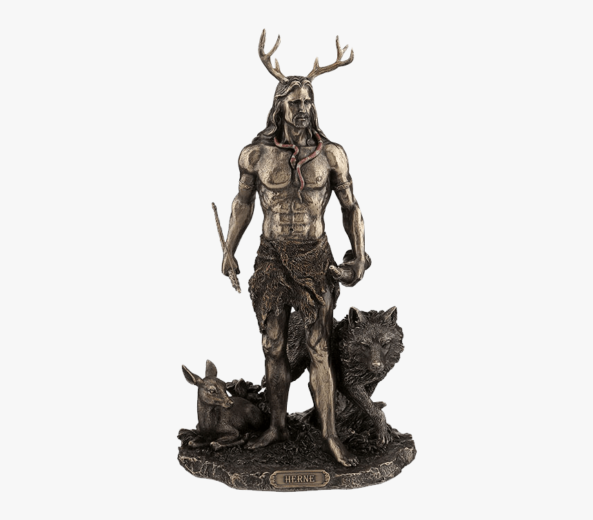 Herne The Hunter With Deer And Wolf - Celtic Statue, HD Png Download, Free Download