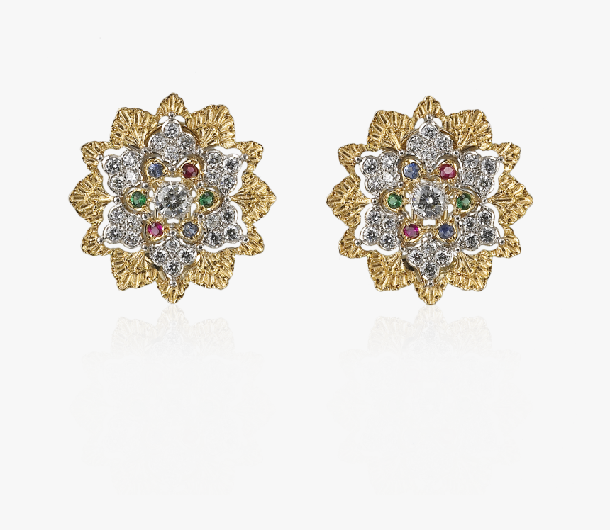 Buccellati - Earrings - Button Earrings - Earrings - Gold Diamond Earrings Flowers, HD Png Download, Free Download