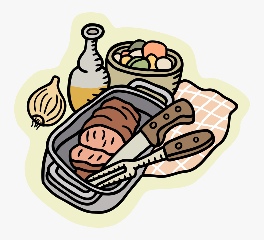 Vector Illustration Of Meatloaf Dinner In Cooking Pan, HD Png Download, Free Download