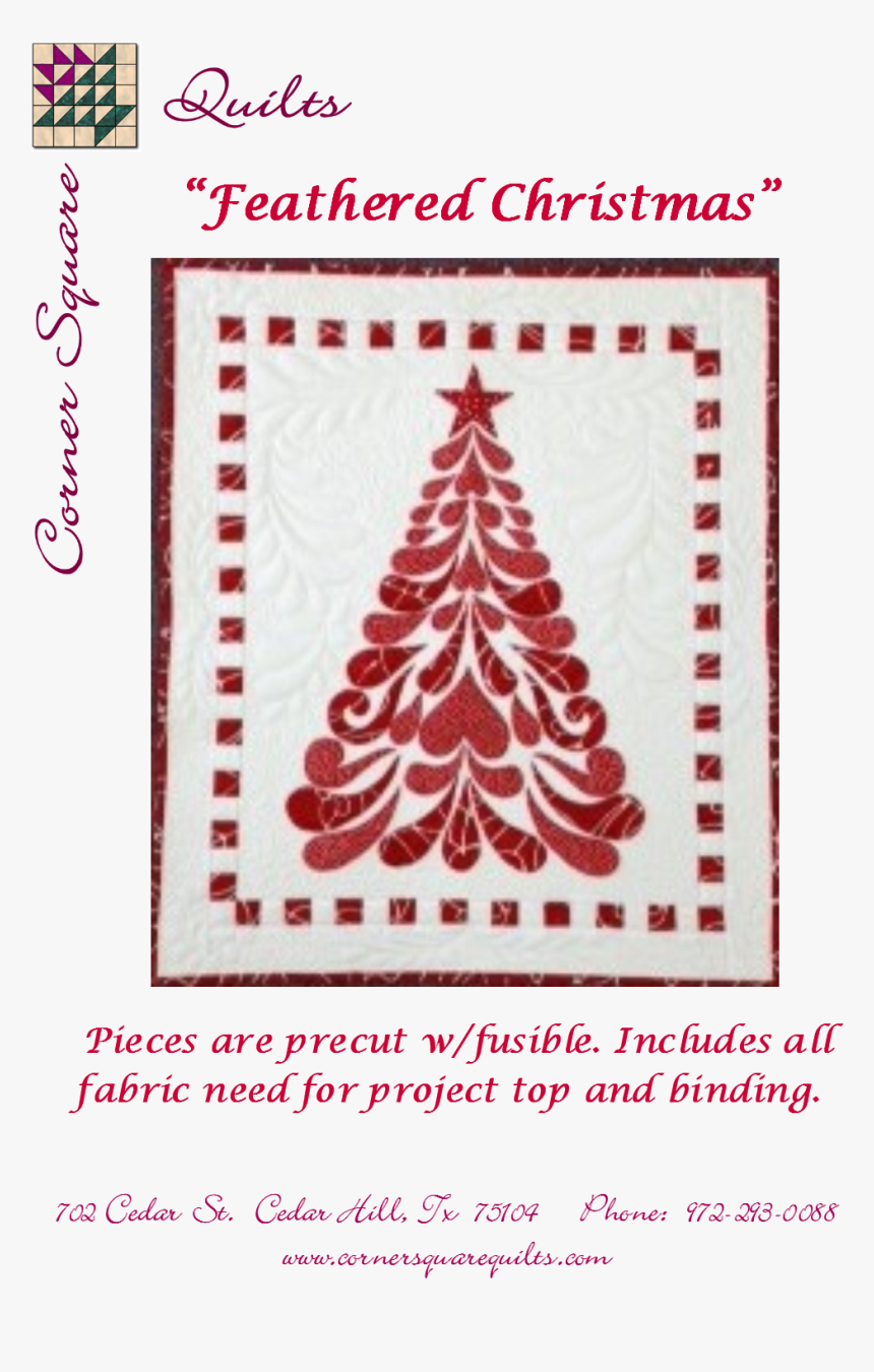 Feathered Christmas-red - Feathered Christmas Tree Quilt Pattern, HD Png Download, Free Download