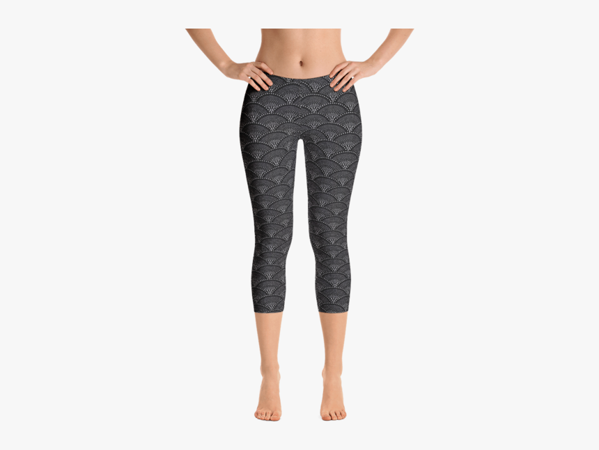 Fish Scale Pattern Leggings - Capri Leggings Grey, HD Png Download, Free Download