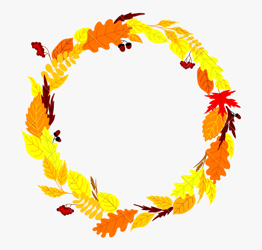 Fall Leaves Clipart Frame - Autumn Leaves Round Border, HD Png Download ...