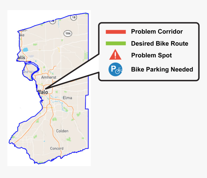 Bike Buffalo Niagara Map Icon - Map, HD Png Download, Free Download
