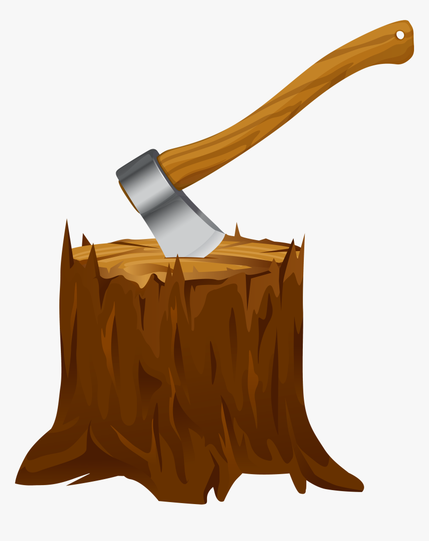 Tree Stump With Axe Clipart Png Image - Axe And Wood Clipart, Transparent Png, Free Download