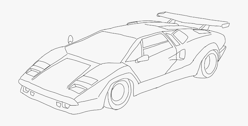 Clip Art Lambo Drawing - Easy To Draw Lamborghini Countach, HD Png Download  - kindpng