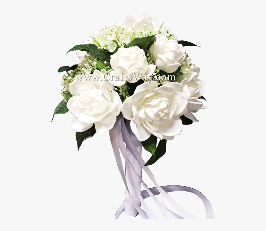 Wd-003 White Gardenia Bouquet - Garden Roses, HD Png Download, Free Download