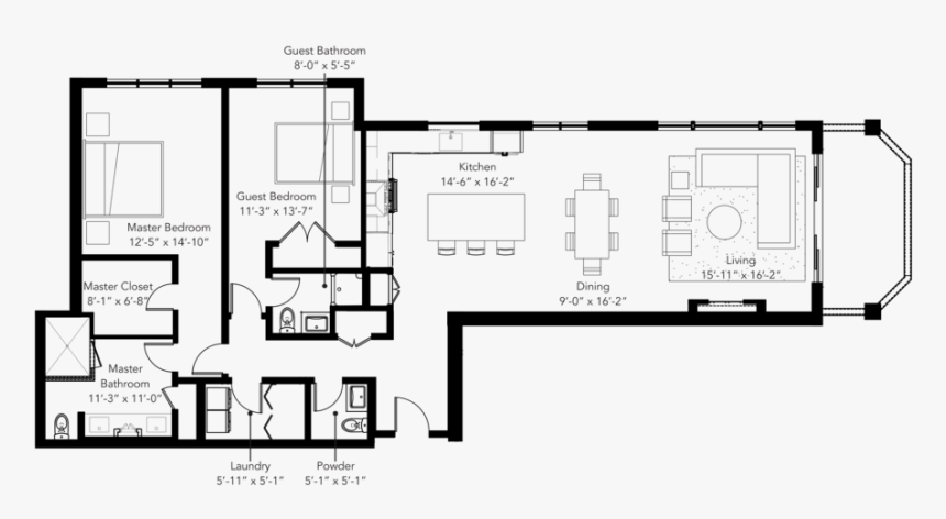 Unit 201 Web - Floor Plan, HD Png Download, Free Download