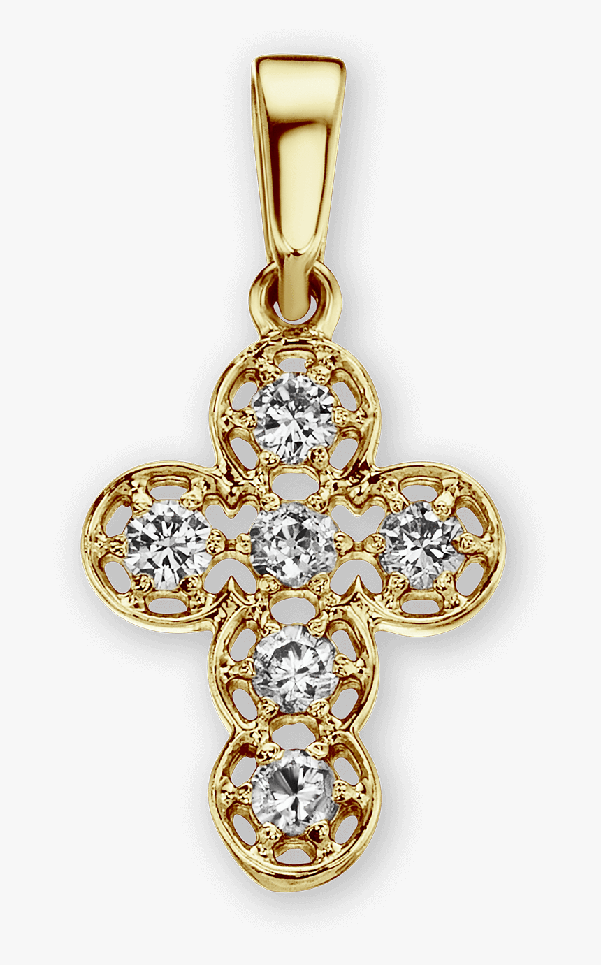 14k Gold Filigree Cross Pendant With Diamonds, HD Png Download, Free Download