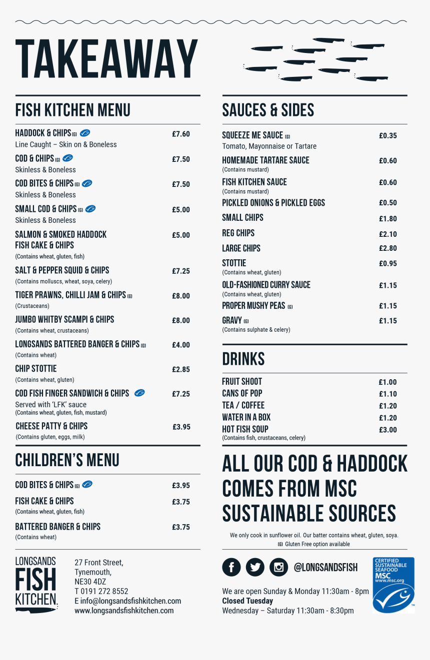 Fish And Chip Shop Menu