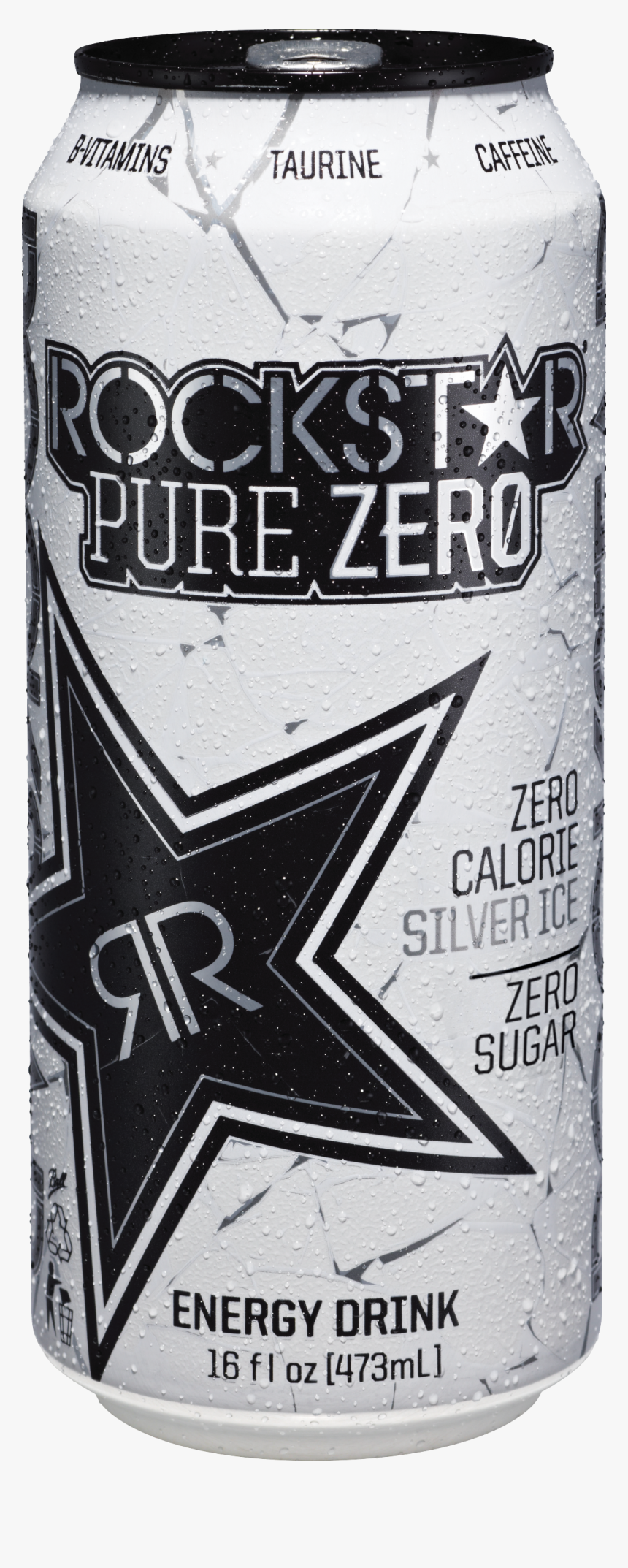 Rockstar Pure Zero Silver Ice - Rockstar Black And White Can, HD Png Download, Free Download