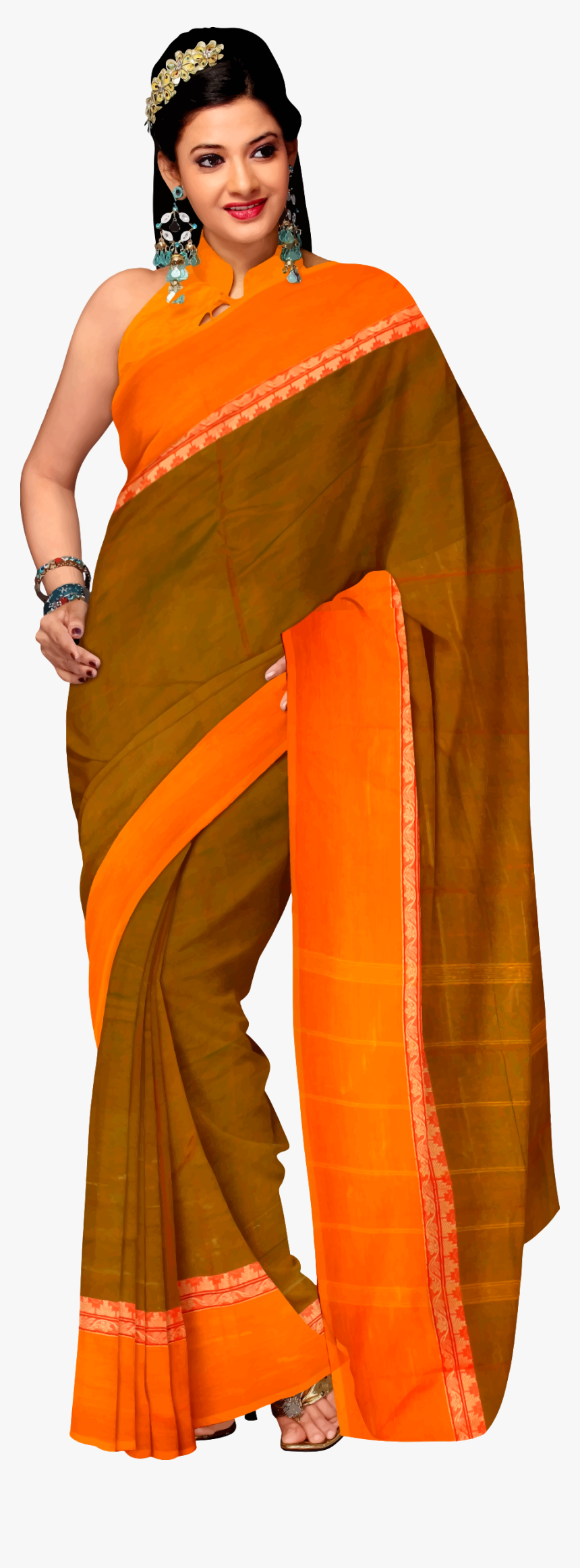 Woman In Saree 4 Clip Arts - Karwa Chauth Saree 2019, HD Png Download, Free Download