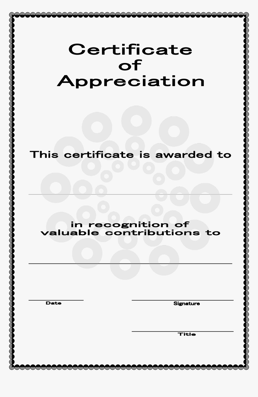 Free Certificate Of Templates - Appreciation Certificate Templates, HD Png Download, Free Download