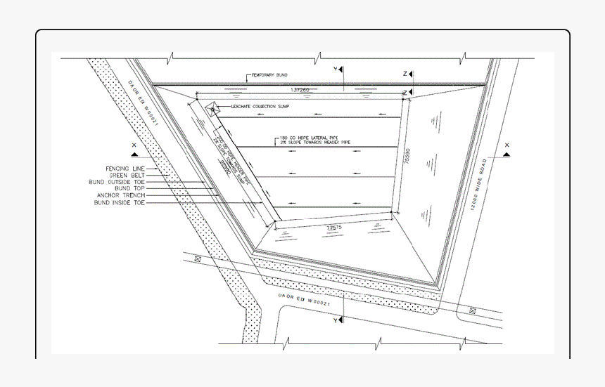 Mavallipura Landfill Plan Showing Leachate Network - Technical Drawing, HD Png Download, Free Download