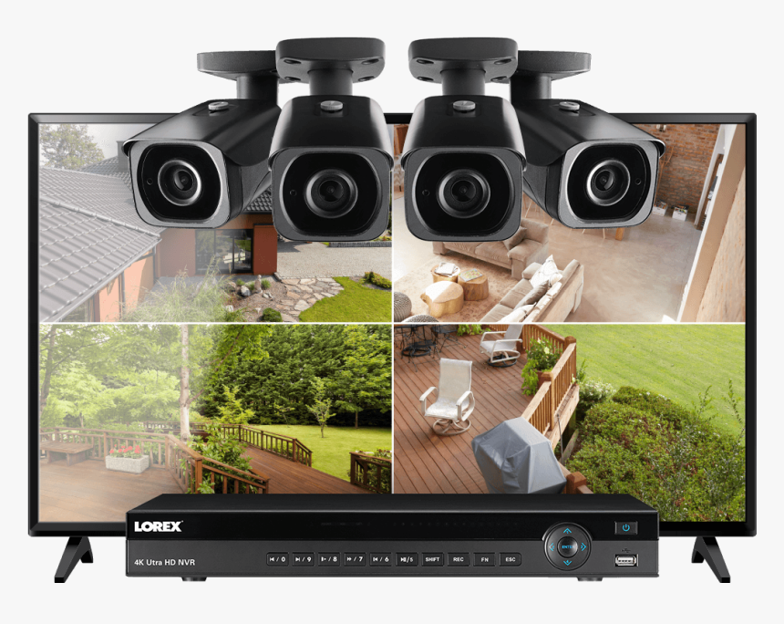 4k Ultra Hd Ip Nvr System, 8 Channel, With 4 Outdoor - 4k Security Camera System, HD Png Download, Free Download