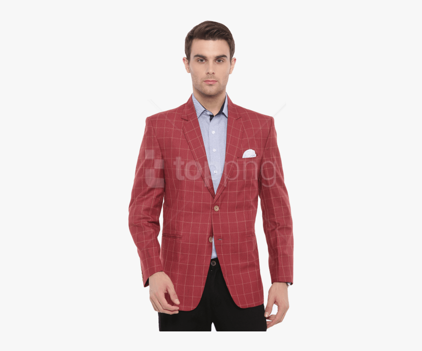 Blazer For Men Png - Navy Blue Check Blazer, Transparent Png, Free Download