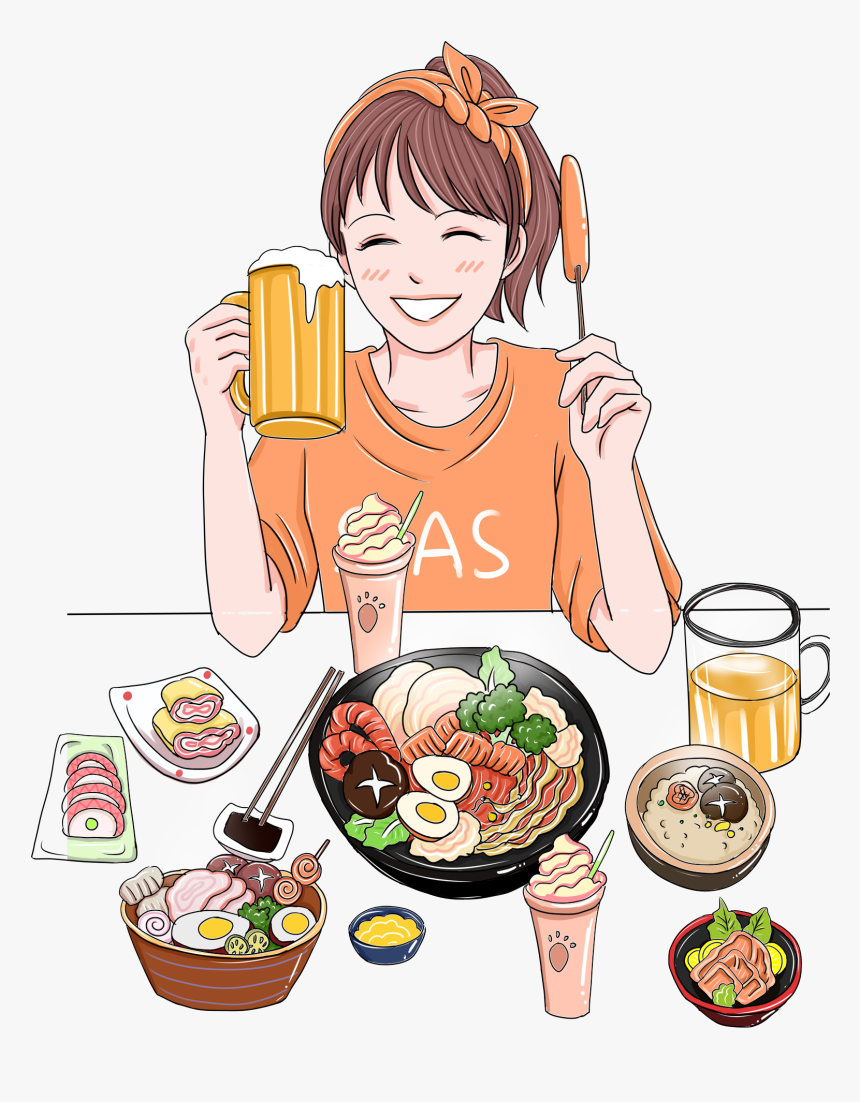 Korean Style Hand Painted Comic Girl Png And Psd - Illustration Korean Style, Transparent Png, Free Download