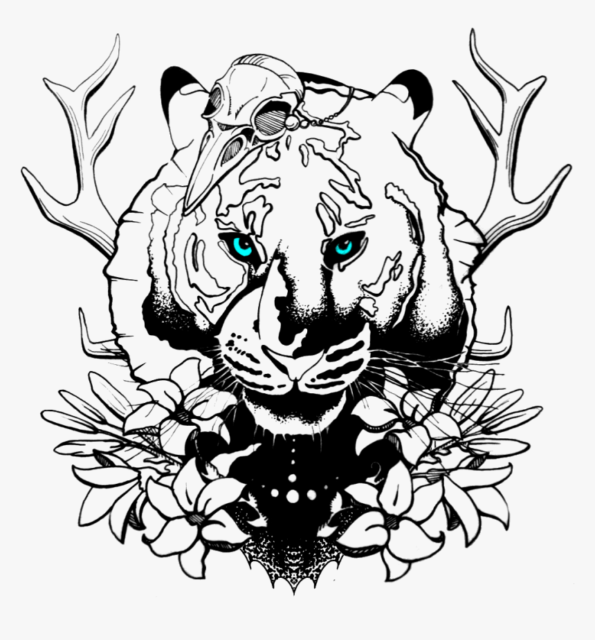 Lion Drawing Tattoo , Png Download - Sketch Of Tattoo Tiger, Transparent Png, Free Download