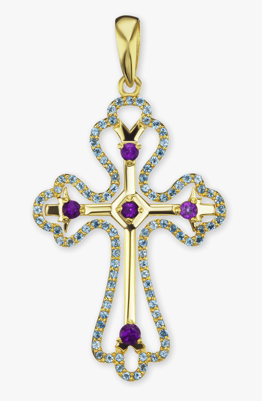 14k Yellow Gold Openwork Fancy Cross Pendant With Diamonds - Locket, HD Png Download, Free Download