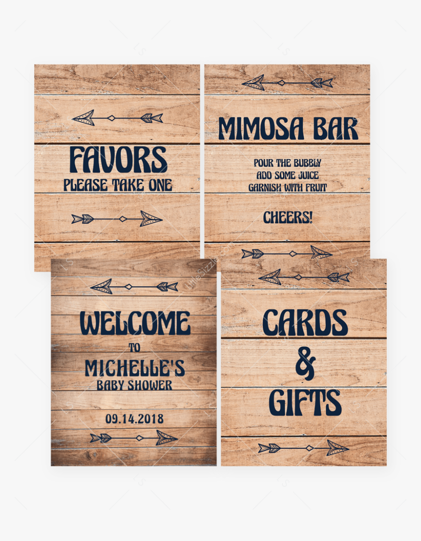 Rustic Baby Shower Decor Package Printable Signs By - Plank, HD Png Download, Free Download