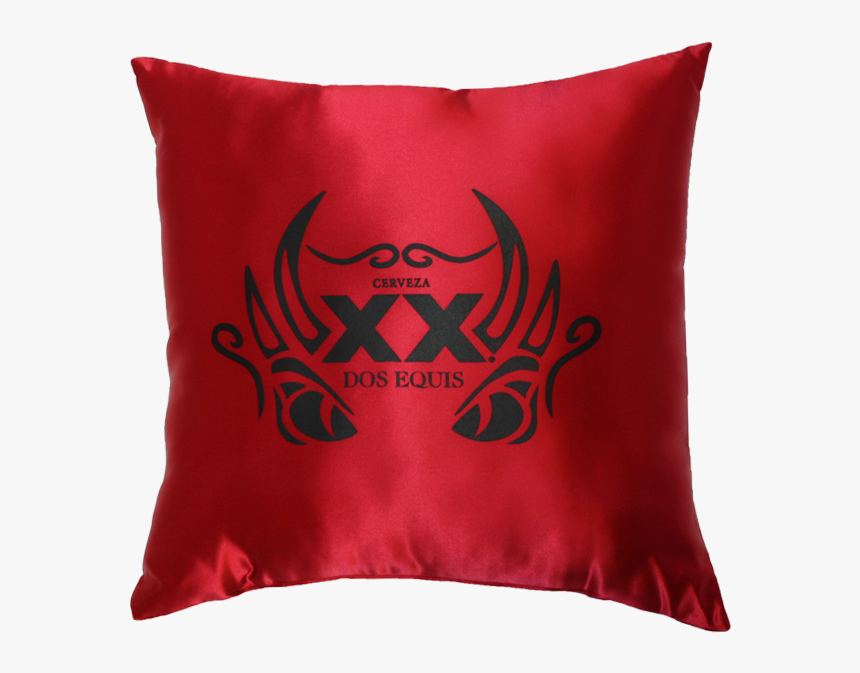 Red Satin Throw Pillow With Black Dos Equis Logo Heat - Cushion, HD Png Download, Free Download