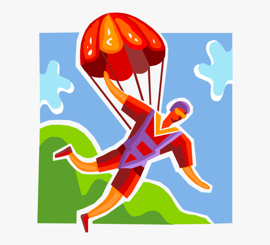 Vector Illustration Of Skydiving Skydiver Parachutist, HD Png Download, Free Download