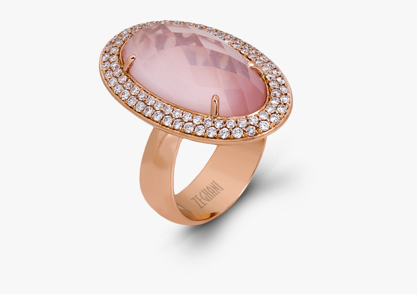 14kr Ring With Rose Quartz And Diamonds - Engagement Ring, HD Png Download, Free Download