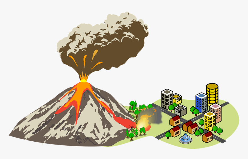 Erupting Near The City - Volcano After Eruption Clipart, HD Png Download, Free Download