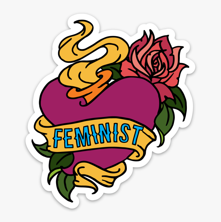 Feminist Tattoo Sticker - Traditional Heart Tattoo Outline, HD Png Download, Free Download