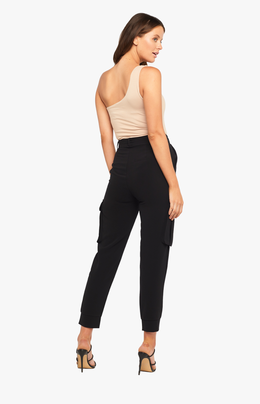 Lana Belted Pant In Colour Caviar - Black And White Jumpsuit Look, HD ...