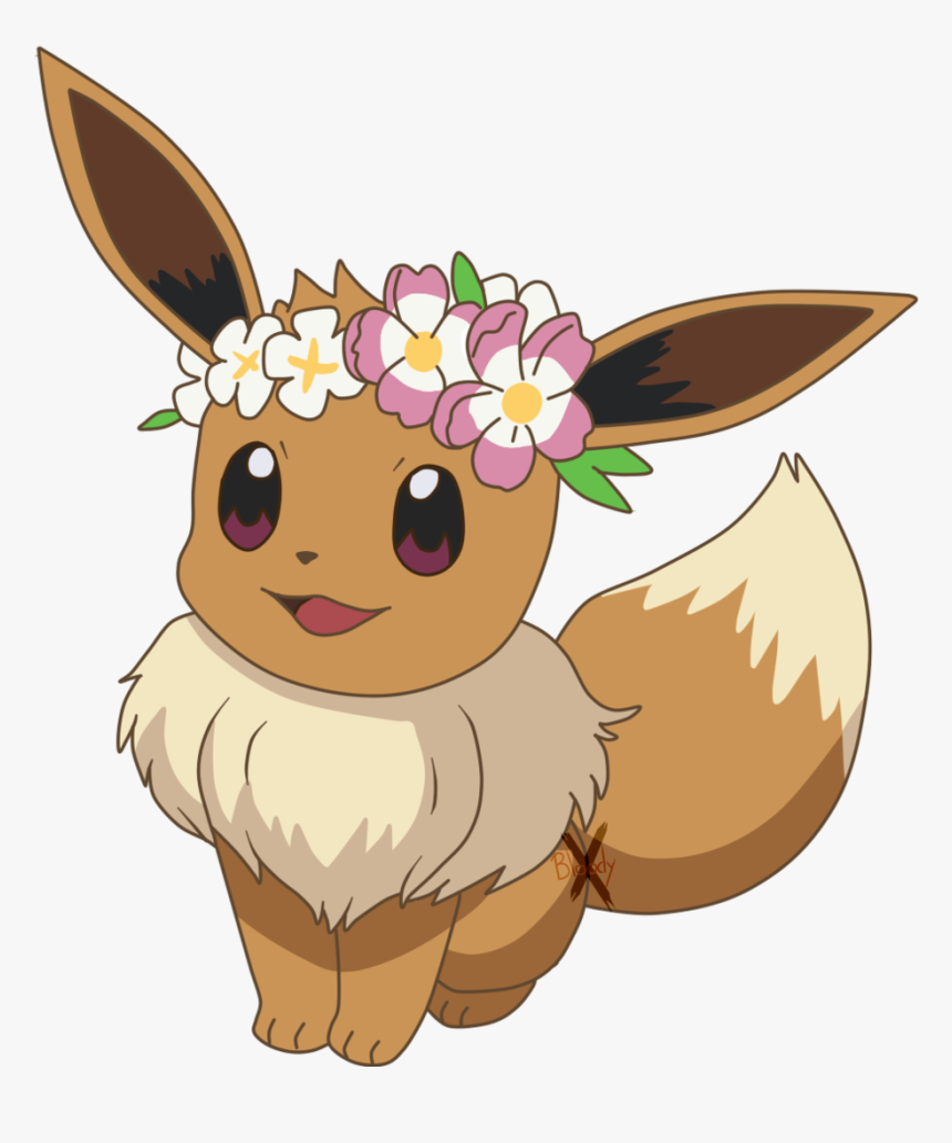 Eevee Flowercrown By Paintingbunnx Eevee Flowercrown - Pokemon Eevee Flower Crown, HD Png Download, Free Download