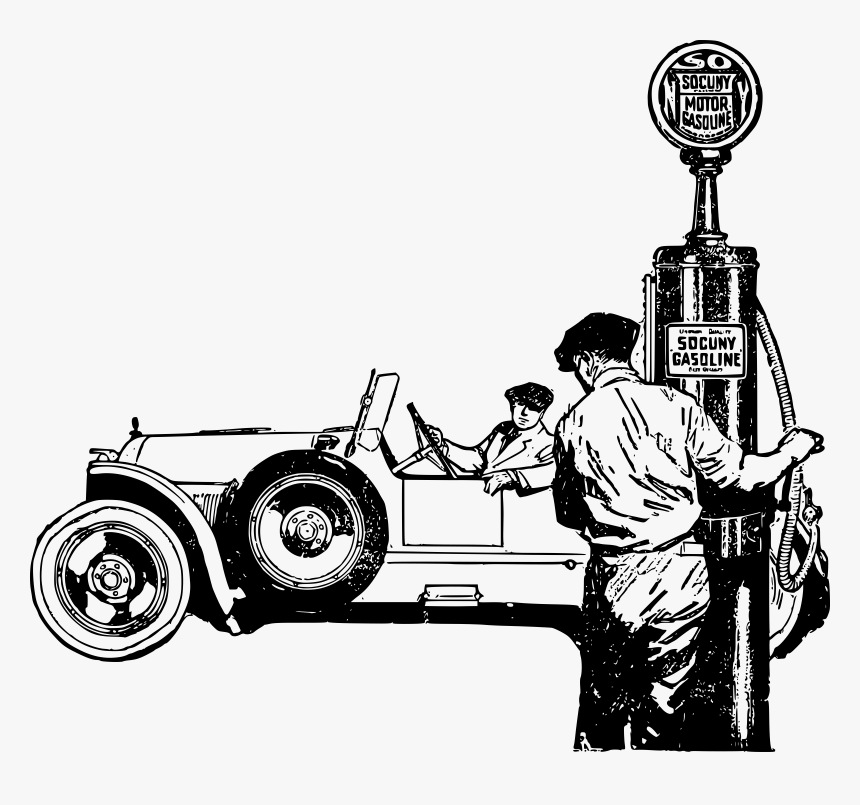 Old Time Petrol Stand Clip Arts - Pump And Old Car Vector, HD Png Download, Free Download