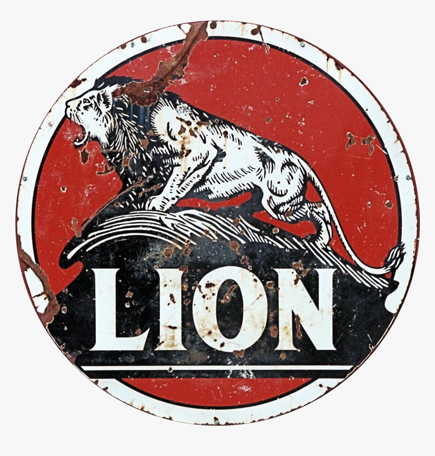 Vintage Lion Gasoline Sign - Vintage Oil Sign, HD Png Download, Free Download