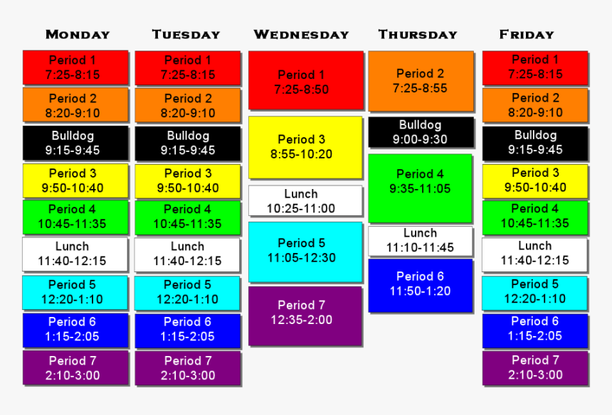 Us High School Schedule Timetable For Secondary School HD Png 