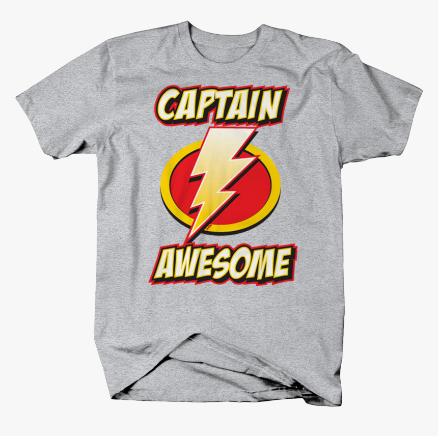 Captain Awesome Hero Savior Lightning Bolt Red Yellow - T-shirt, HD Png Download, Free Download