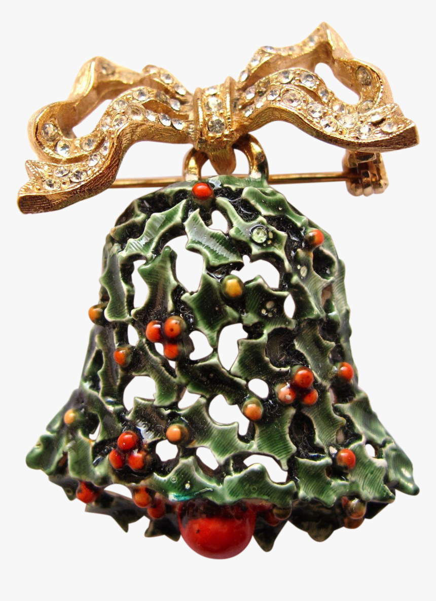 Vintage Har Christmas Holiday Green Enamel Bell And - Christmas Ornament, HD Png Download, Free Download