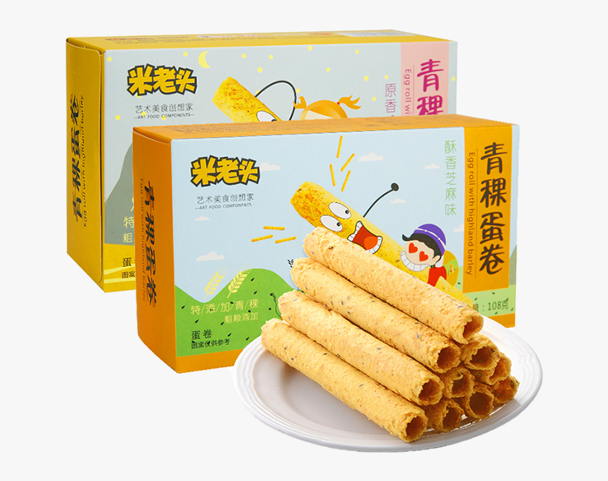 米老头 稞 稞 Egg Roll Heart Sesame Original Fragrant Egg - Barquillo, HD Png Download, Free Download