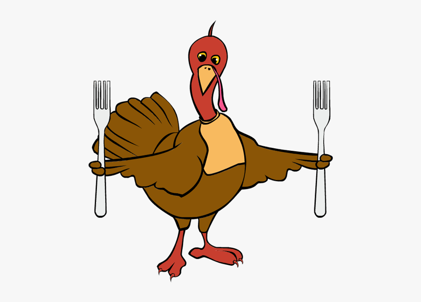 Clip Art Thanksgiving Turkey Forks - Thanksgiving Turkey With Fork And Knife,  Hd Png Download - Kindpng