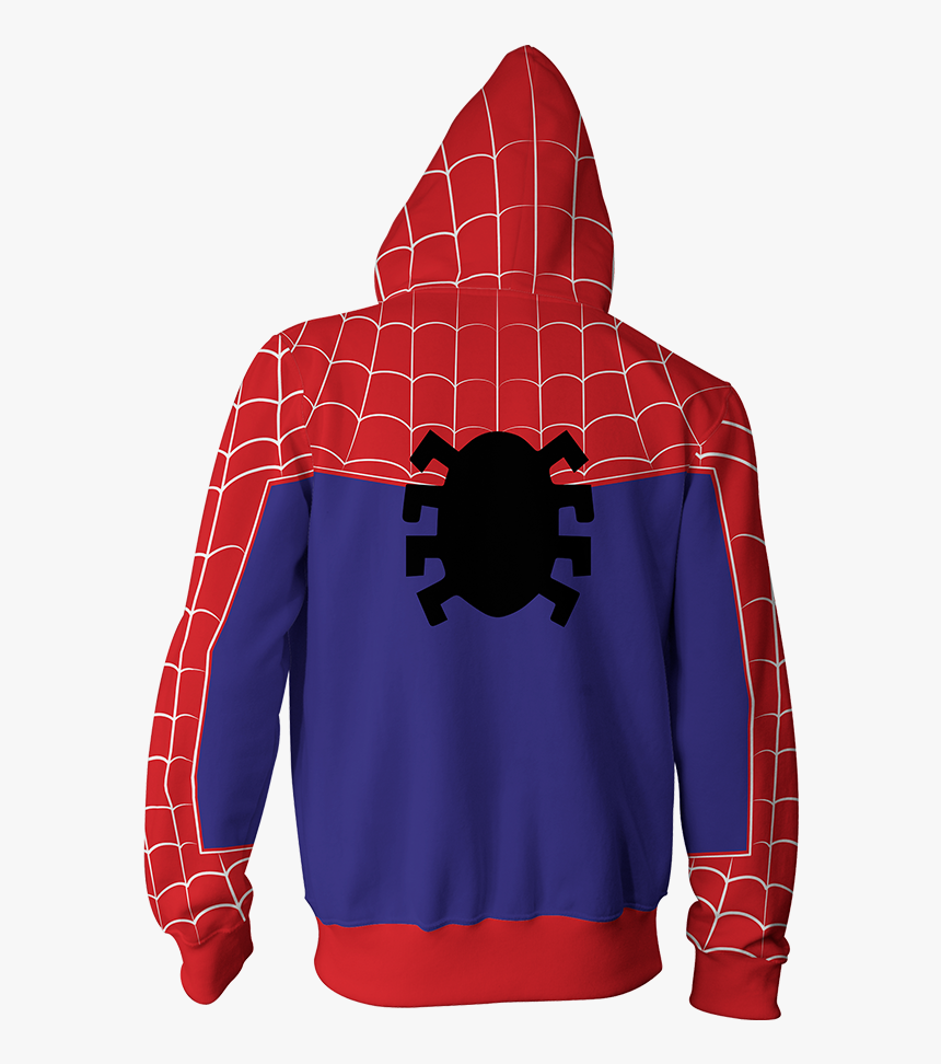 Into The Spider Verse Peter Parker Cosplay Zip Up Hoodie - Hoodie, HD Png Download, Free Download