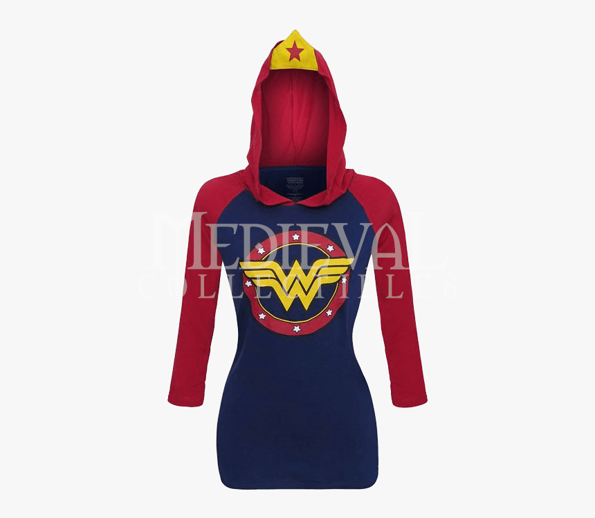 Wonder Woman Raglan Hoodie With Crown - Hoodie, HD Png Download, Free Download