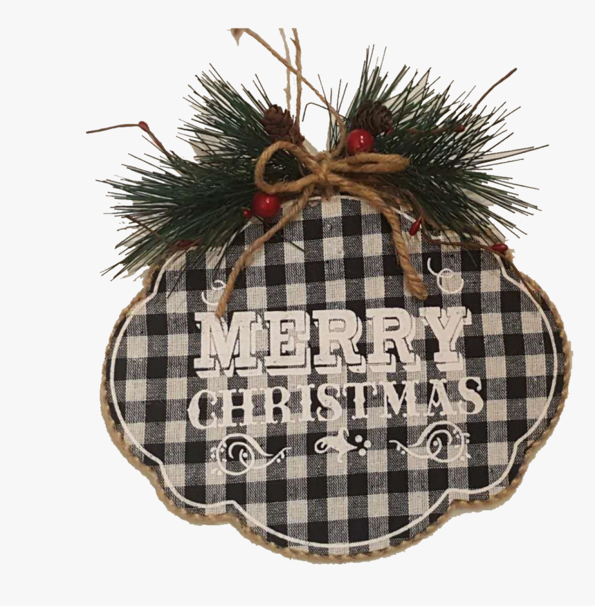 Black/white Check Plaid Merry Christmas Sign - Christmas Buffalo Check Black And White, HD Png Download, Free Download