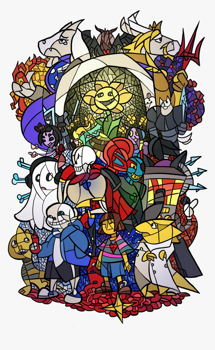 Персонажи,asgore,lesser Dog,greater Dog - Undertale Stained Glass Window, HD Png Download, Free Download