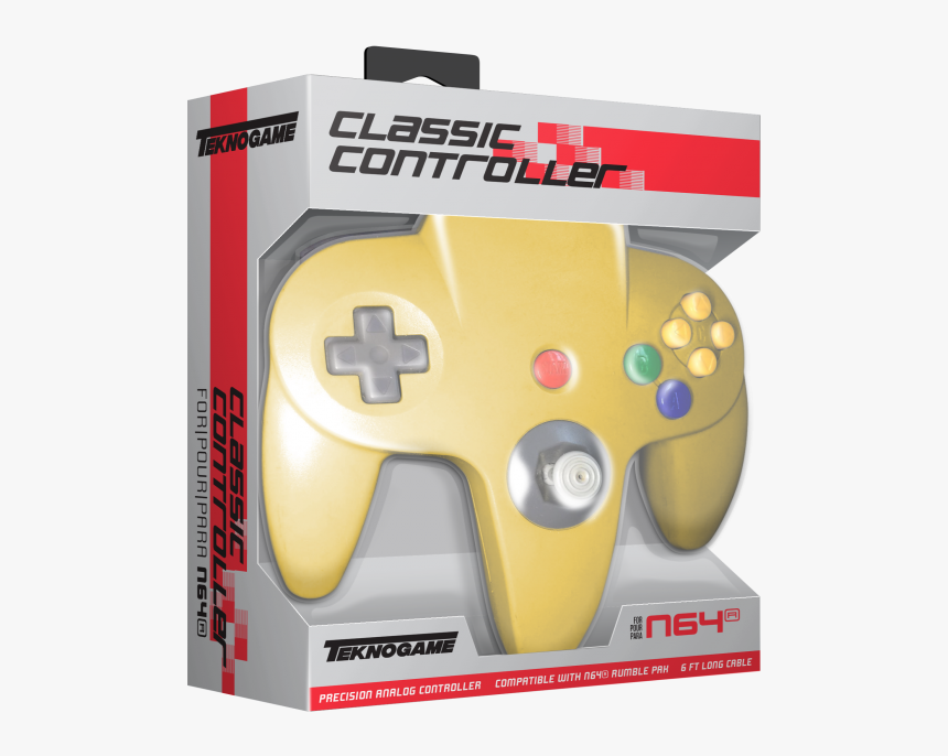 Teknogame N64 Wired Game Controller Yellow For Nintendo - Game Controller, HD Png Download, Free Download