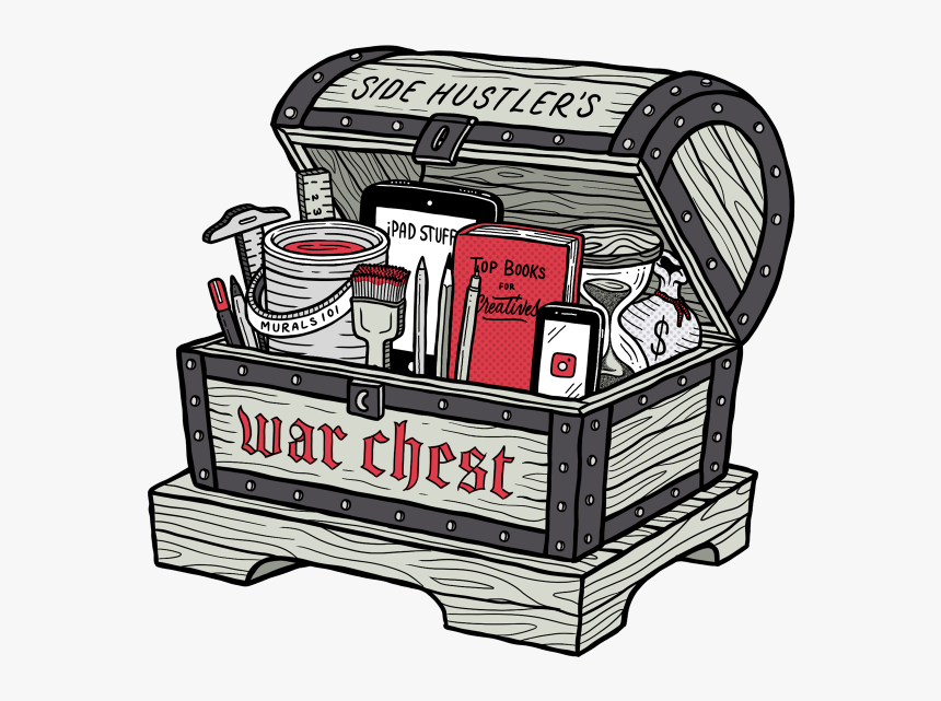 Side Hustler"s War Chest Illustration & Lettering - Perpective, HD Png Download, Free Download