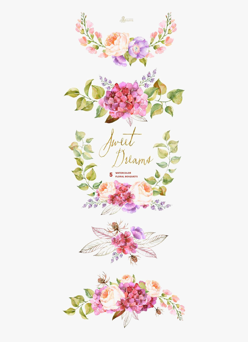Flower Bouquet Watercolor Painting Wedding Invitation - Watercolour Flowers Border Png, Transparent Png, Free Download