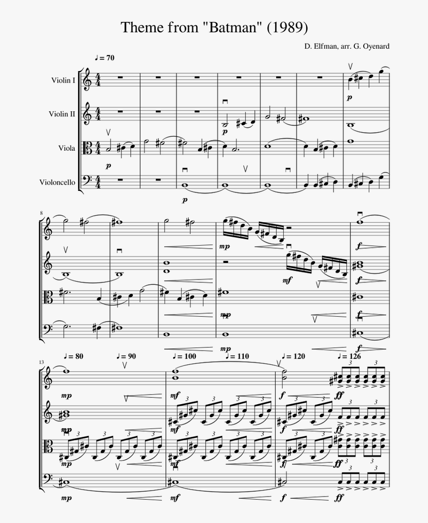 Batman 1989 Viola Sheet Of Music, HD Png Download, Free Download