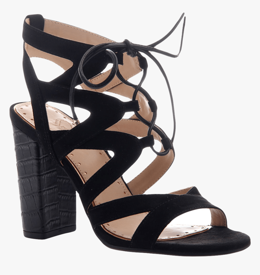 Brunette In Black Heeled Sandals - Black Heel Sandal, HD Png Download ...