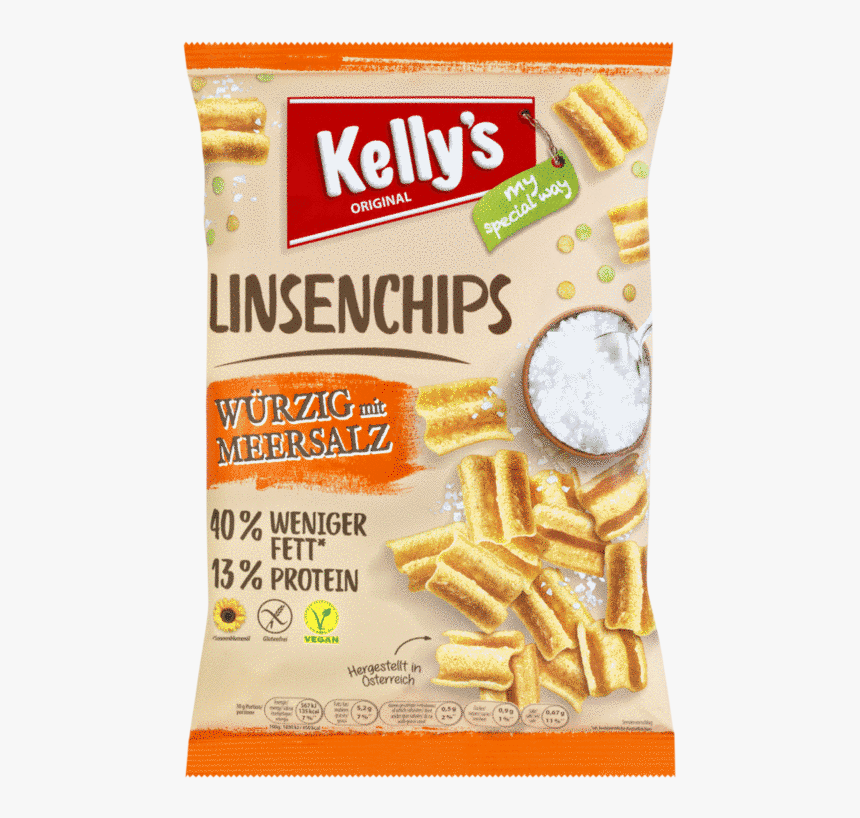 Verpackung Von Kelly S Linsenchips Seasoned With Sea Kellys Linsen Chips Hd Png Download Kindpng