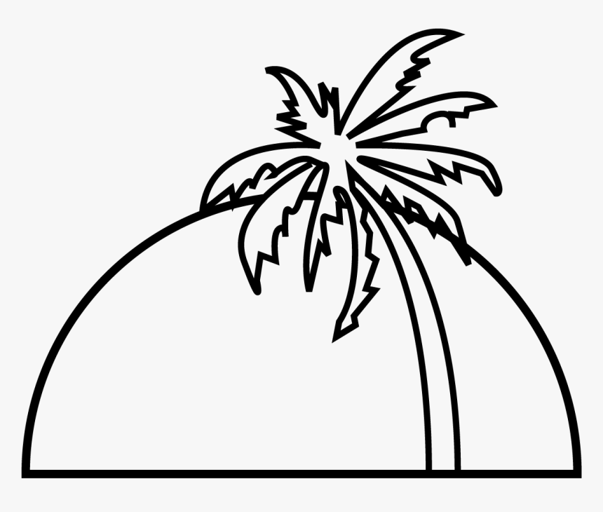 Palm Tree Sunset - Sunset Cartoon Black And White, HD Png Download, Free Download