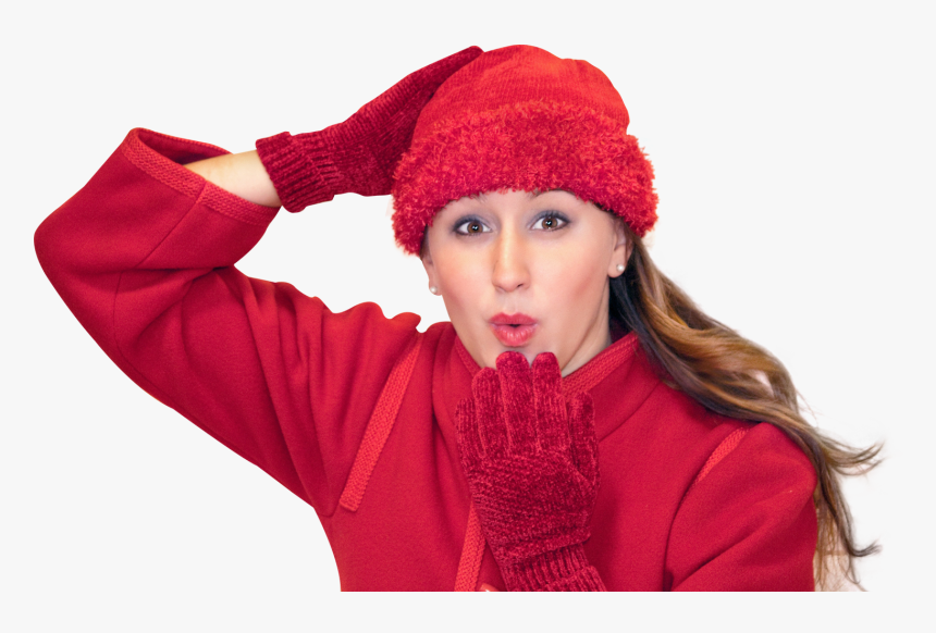 Happy Woman Blowing Kiss In Winter Clothes Png Image - Woman In Winter Clothes Png, Transparent Png, Free Download