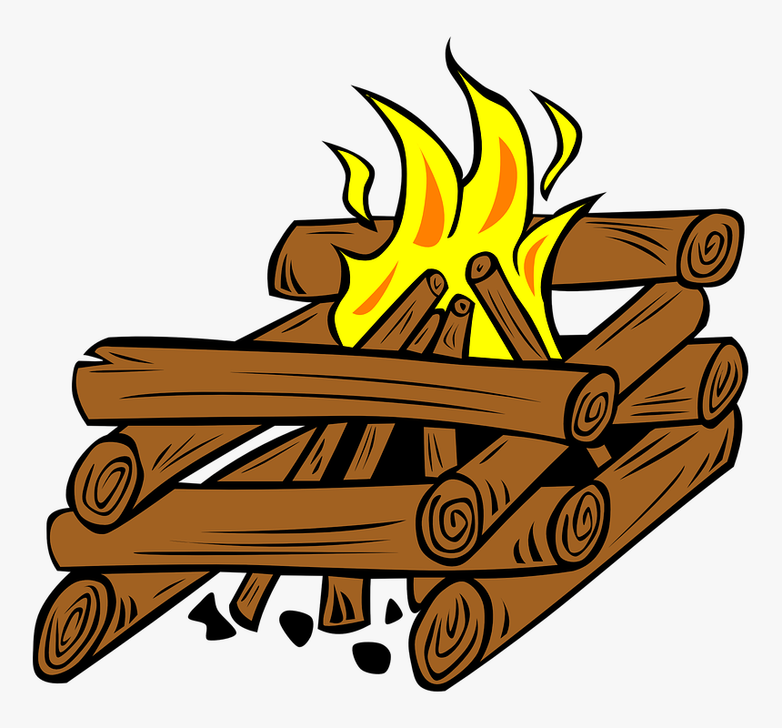 Campfire, Wood, Fire, Firewood, Bonfire, Outdoor, Night - Log Cabin Fire, HD Png Download, Free Download